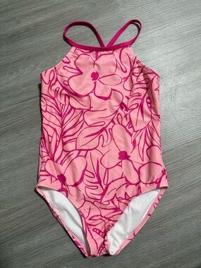 Carter's Pink Floral Halter One-Piece Swimsuit